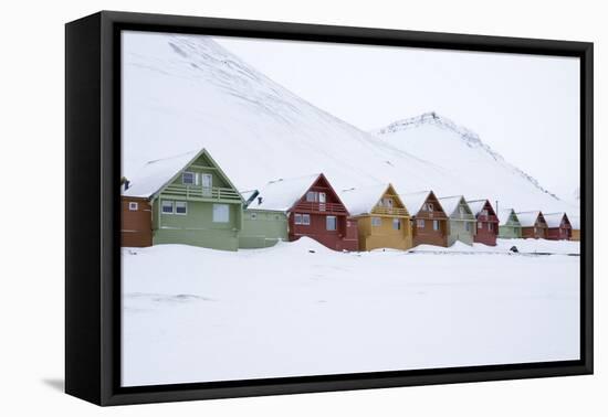 Longyearbyen Houses, Spitsbergen, Svalbard, Arctic Circle, Norway, Scandinavia-Stephen Studd-Framed Stretched Canvas