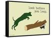 Look Before You Leap-Dog is Good-Framed Stretched Canvas