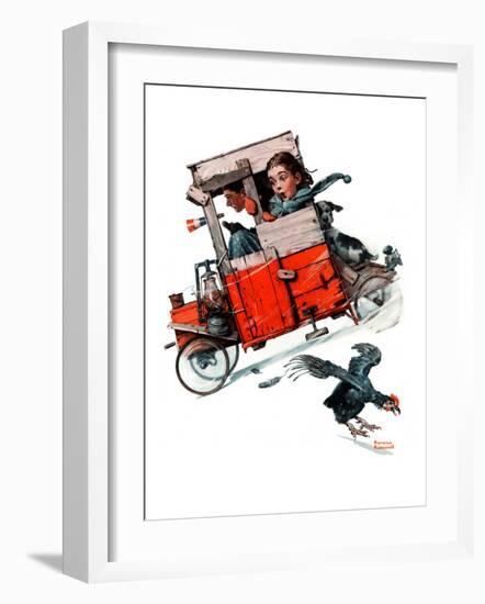 "Look Out Below" or "Downhill Daring", January 9,1926-Norman Rockwell-Framed Giclee Print