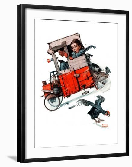 "Look Out Below" or "Downhill Daring", January 9,1926-Norman Rockwell-Framed Giclee Print