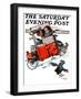 "Look Out Below" or "Downhill Daring" Saturday Evening Post Cover, January 9,1926-Norman Rockwell-Framed Giclee Print