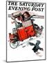 "Look Out Below" or "Downhill Daring" Saturday Evening Post Cover, January 9,1926-Norman Rockwell-Mounted Giclee Print