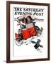 "Look Out Below" or "Downhill Daring" Saturday Evening Post Cover, January 9,1926-Norman Rockwell-Framed Giclee Print