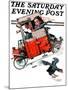 "Look Out Below" or "Downhill Daring" Saturday Evening Post Cover, January 9,1926-Norman Rockwell-Mounted Giclee Print