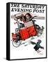 "Look Out Below" or "Downhill Daring" Saturday Evening Post Cover, January 9,1926-Norman Rockwell-Framed Stretched Canvas