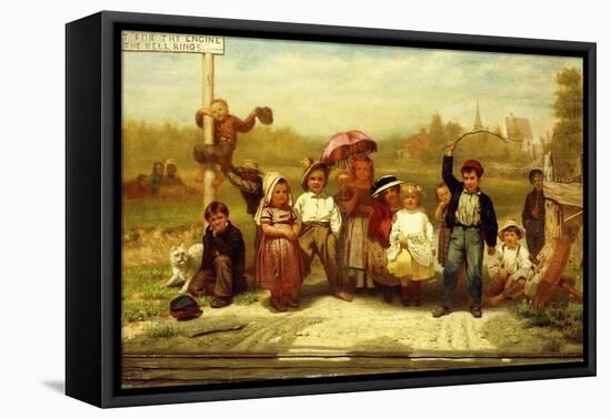 Look Out for the Engine While the Bell Rings, 1863-John George Brown-Framed Stretched Canvas