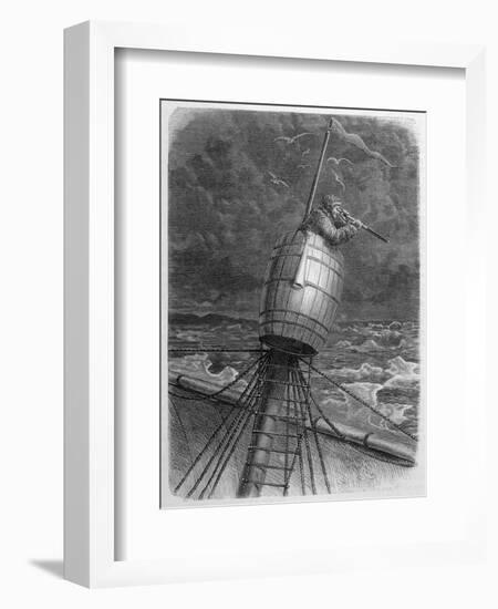 Look-Out Man from the Crow's- Nest During Wordenskjold's Arctic Expedition-?douard Riou-Framed Art Print