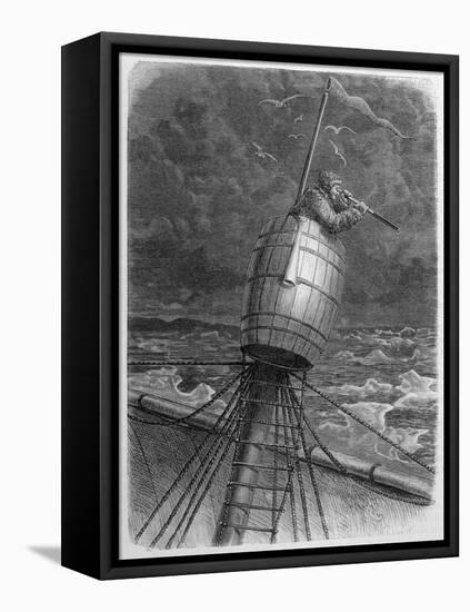 Look-Out Man from the Crow's- Nest During Wordenskjold's Arctic Expedition-?douard Riou-Framed Stretched Canvas