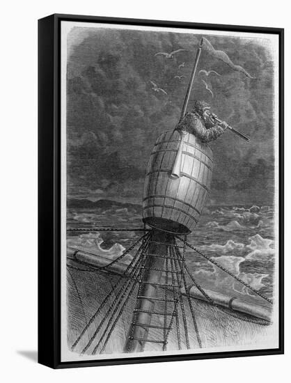 Look-Out Man from the Crow's- Nest During Wordenskjold's Arctic Expedition-?douard Riou-Framed Stretched Canvas