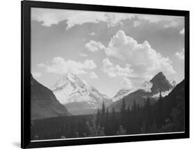 Looking Across Forest To Mountains And Clouds "In Glacier National Park" Montana. 1933-1942-Ansel Adams-Framed Art Print