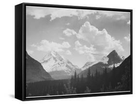 Looking Across Forest To Mountains And Clouds "In Glacier National Park" Montana. 1933-1942-Ansel Adams-Framed Stretched Canvas