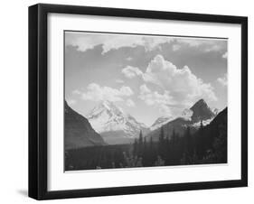 Looking Across Forest To Mountains And Clouds "In Glacier National Park" Montana. 1933-1942-Ansel Adams-Framed Art Print