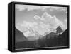 Looking Across Forest To Mountains And Clouds "In Glacier National Park" Montana. 1933-1942-Ansel Adams-Framed Stretched Canvas