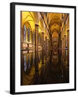 Looking across the Font of Salisbury Cathedral, Wiltshire, England, United Kingdom, Europe-Julian Elliott-Framed Photographic Print