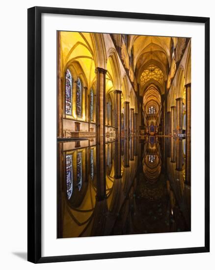 Looking across the Font of Salisbury Cathedral, Wiltshire, England, United Kingdom, Europe-Julian Elliott-Framed Photographic Print