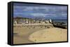 Looking across the Harbour at St. Ives at Low Tide Towards St. Ives Head, Cornwall, England-Simon Montgomery-Framed Stretched Canvas
