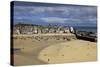 Looking across the Harbour at St. Ives at Low Tide Towards St. Ives Head, Cornwall, England-Simon Montgomery-Stretched Canvas