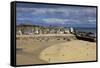 Looking across the Harbour at St. Ives at Low Tide Towards St. Ives Head, Cornwall, England-Simon Montgomery-Framed Stretched Canvas