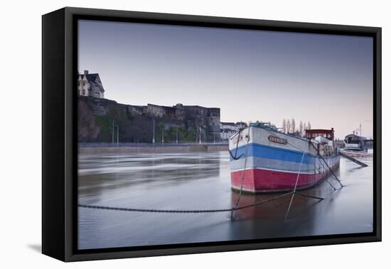 Looking across the River Maine Towards the Chateau of Angers, Maine-Et-Loire, France, Europe-Julian Elliott-Framed Stretched Canvas