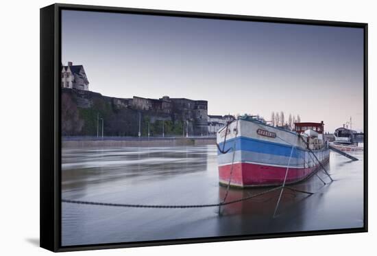 Looking across the River Maine Towards the Chateau of Angers, Maine-Et-Loire, France, Europe-Julian Elliott-Framed Stretched Canvas