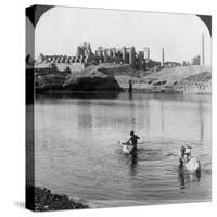 Looking across the Sacred Lake to the Great Temple at Karnak, Thebes, Egypt, 1905-Underwood & Underwood-Stretched Canvas