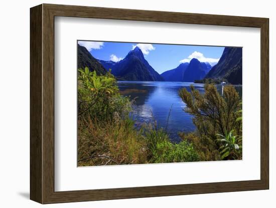 Looking across the Waters of Milford Sound Towards Mitre Peak on the South Island of New Zealand-Paul Dymond-Framed Photographic Print