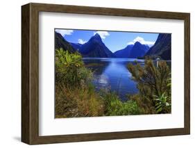 Looking across the Waters of Milford Sound Towards Mitre Peak on the South Island of New Zealand-Paul Dymond-Framed Photographic Print