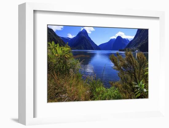 Looking across the Waters of Milford Sound Towards Mitre Peak on the South Island of New Zealand-Paul Dymond-Framed Photographic Print