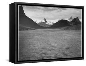 Looking Across Toward Snow-Capped Mts Lake In Fgnd "St. Mary's Lake Glacier NP" Montana. 1933-1942-Ansel Adams-Framed Stretched Canvas