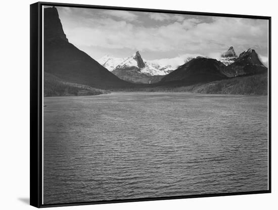 Looking Across Toward Snow-Capped Mts Lake In Fgnd "St. Mary's Lake Glacier NP" Montana. 1933-1942-Ansel Adams-Framed Stretched Canvas