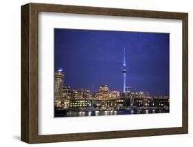 Looking across Waitemata Harbor and Sky Tower from Wynyard Quarter of Auckland, New Zealand-Paul Dymond-Framed Photographic Print