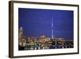 Looking across Waitemata Harbor and Sky Tower from Wynyard Quarter of Auckland, New Zealand-Paul Dymond-Framed Photographic Print