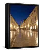 Looking Along Stradrun at Dusk, Old Town, Dubrovnik, Croatia, Europe-Martin Child-Framed Stretched Canvas
