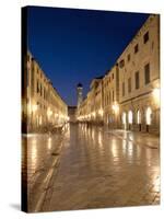 Looking Along Stradrun at Dusk, Old Town, Dubrovnik, Croatia, Europe-Martin Child-Stretched Canvas