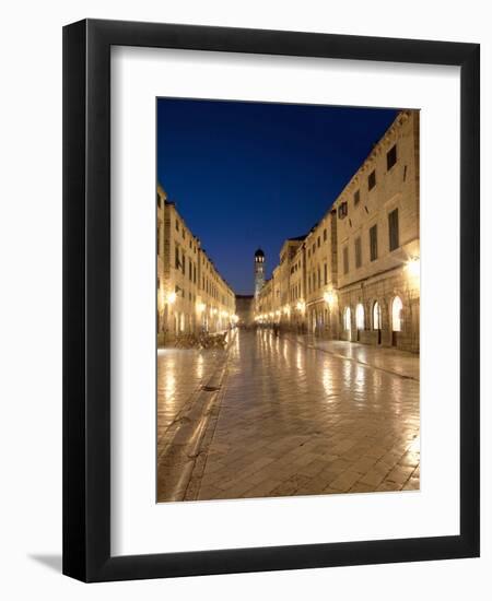 Looking Along Stradrun at Dusk, Old Town, Dubrovnik, Croatia, Europe-Martin Child-Framed Photographic Print