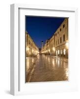 Looking Along Stradrun at Dusk, Old Town, Dubrovnik, Croatia, Europe-Martin Child-Framed Photographic Print