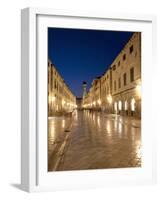 Looking Along Stradrun at Dusk, Old Town, Dubrovnik, Croatia, Europe-Martin Child-Framed Photographic Print