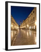 Looking Along Stradrun at Dusk, Old Town, Dubrovnik, Croatia, Europe-Martin Child-Framed Photographic Print