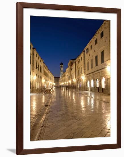 Looking Along Stradrun at Dusk, Old Town, Dubrovnik, Croatia, Europe-Martin Child-Framed Photographic Print