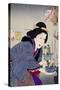 Looking as if She Wants to Change: The Appearance of a Proprietress of the Kaei Era-Taiso Yoshitoshi-Stretched Canvas