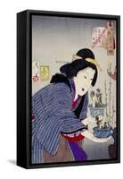 Looking as if She Wants to Change: The Appearance of a Proprietress of the Kaei Era-Taiso Yoshitoshi-Framed Stretched Canvas