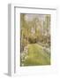 Looking Down a Grass Path with a Bed of Daffodils and Trees on Either Side-Beatrice Parsons-Framed Photographic Print