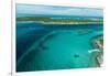 Looking Down at Airplane's Shadow, Jet Ski, Clear Tropical Water and Islands, Exuma Chain, Bahamas-James White-Framed Premium Photographic Print