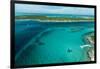 Looking Down at Airplane's Shadow, Jet Ski, Clear Tropical Water and Islands, Exuma Chain, Bahamas-James White-Framed Premium Photographic Print