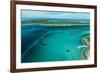 Looking Down at Airplane's Shadow, Jet Ski, Clear Tropical Water and Islands, Exuma Chain, Bahamas-James White-Framed Photographic Print