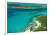 Looking Down at Airplane's Shadow, Jet Ski, Clear Tropical Water and Islands, Exuma Chain, Bahamas-James White-Framed Photographic Print