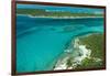 Looking Down at Airplane's Shadow, Jet Ski, Clear Tropical Water and Islands, Exuma Chain, Bahamas-James White-Framed Photographic Print