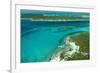 Looking Down at Airplane's Shadow, Jet Ski, Clear Tropical Water and Islands, Exuma Chain, Bahamas-James White-Framed Photographic Print