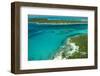 Looking Down at Airplane's Shadow, Jet Ski, Clear Tropical Water and Islands, Exuma Chain, Bahamas-James White-Framed Photographic Print