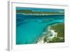 Looking Down at Airplane's Shadow, Jet Ski, Clear Tropical Water and Islands, Exuma Chain, Bahamas-James White-Framed Photographic Print